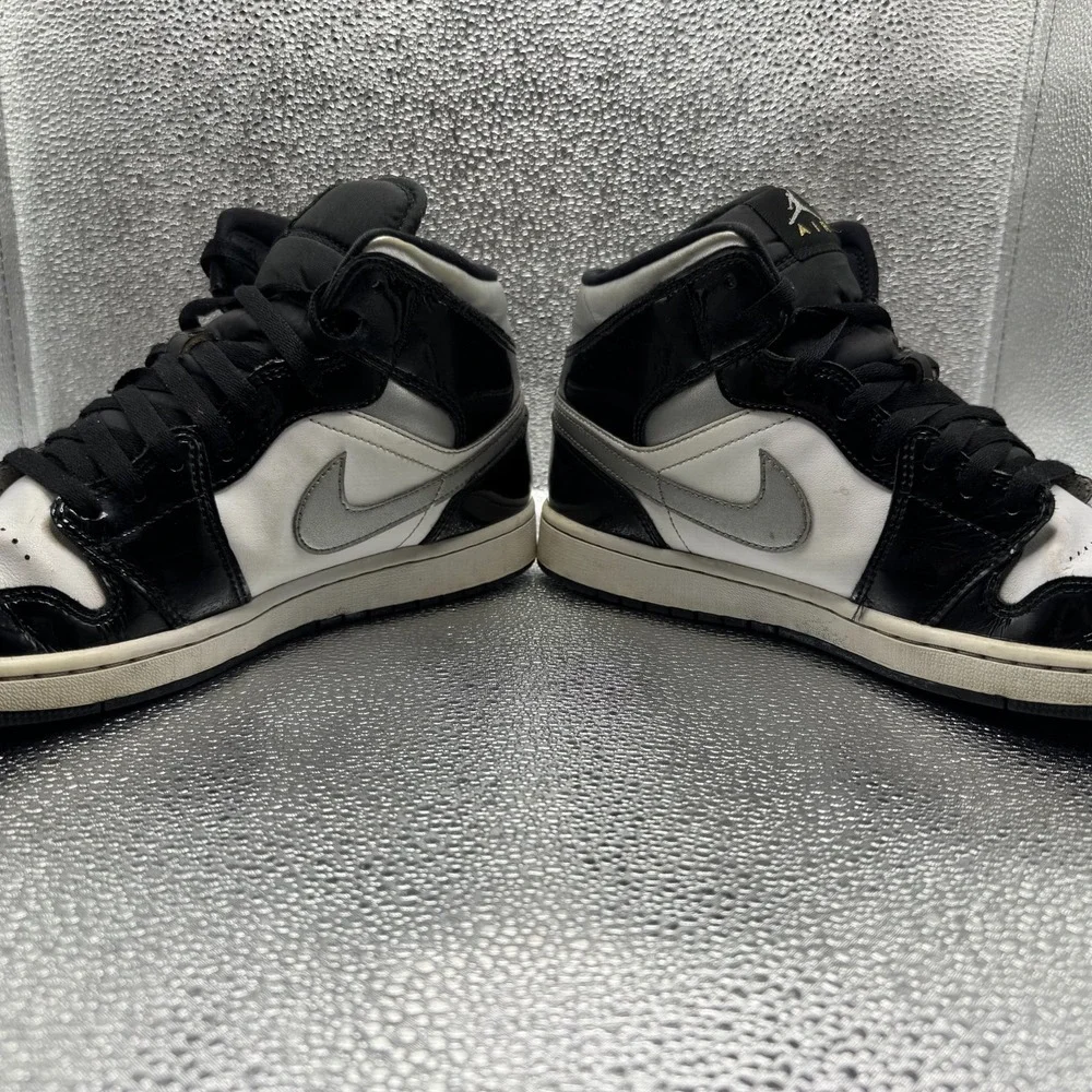 Size 11 Jordan 1 Mid SE Patent Black White Metallic Mens Sneakers HV0789-010